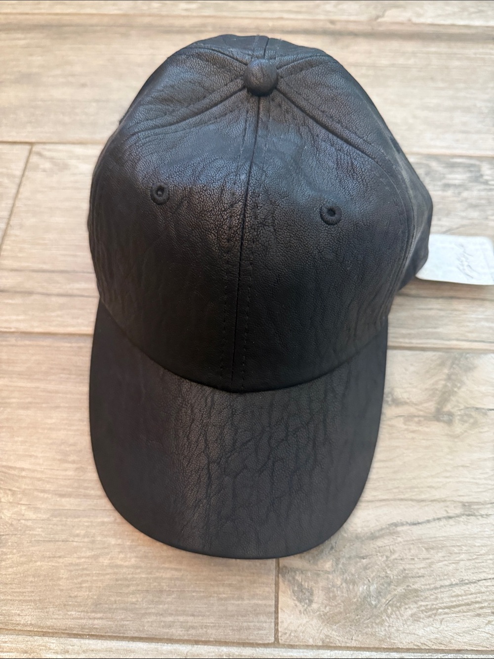 Free People Black Faux Leather Baseball Cap